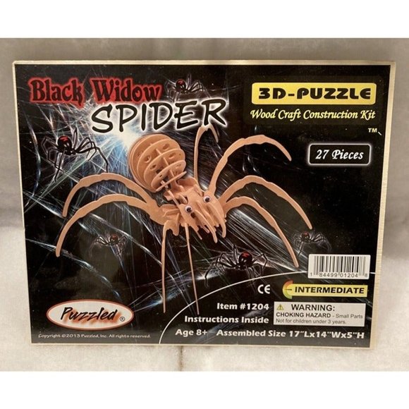 3D PUZZLE Black Widow SPIDER Wood Craft Construction Kit 27 Pieces Puzzled ~ NEW - Picture 2 of 3